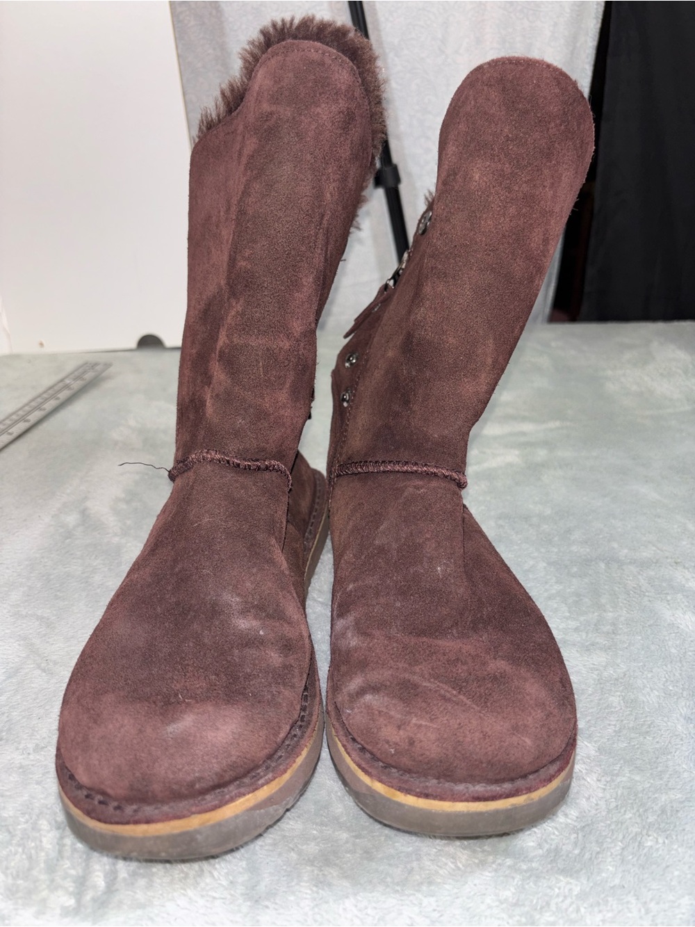 SoftMoc Norway Brown Suede Shearling Zipper Boots Size 8 - Picture 3 of 6
